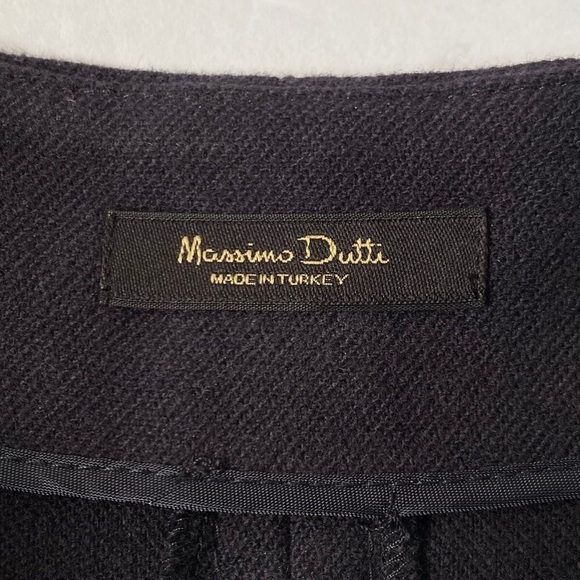 NWT. Massimo Dutti Navy Blue Wool Blend Midi Skirt with Side Buckle. Size XS. - Picture 5 of 11